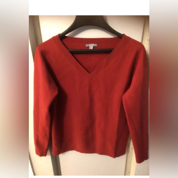 cos red wool blend v neck sweater sz xs - Picture 1 of 6